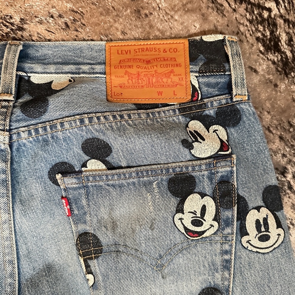 Levi's Light Blue Denim Jeans with Mickey Mouse Faces - Picture 4 of 8